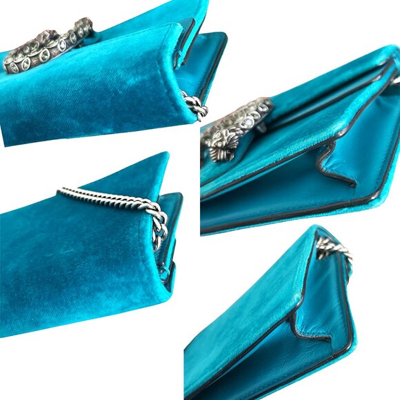 GUCCI Velvet Super Mini Dionysus Shoulder Bag Peacock Blue - Picture 11 of 15